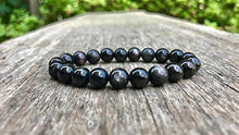 Load image into Gallery viewer, good luck gift 8mm Stretchable Black Black Moonstone Bracelet Round, Smooth 7" for mens, womens, gf, bf &amp; Adult.
