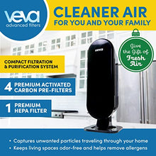 Load image into Gallery viewer, VEVA 8000 Elite Pro Series Black Air Purifier for Home &amp; Large Room, 325 Sq Ft., HEPA Filter &amp; 4 Premium Activated Carbon Pre Filters Removes Allergens, Smoke, Dust, Pet Dander &amp; Odor Complete Tower Air Cleaner Home &amp; Office
