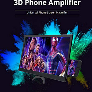 jteman 12'' Curved Screen Magnifier Mobile Phone 3D Magnifier Projector Screen for Movies, Videos, and Gaming Foldable Phone Stand with Screen Amplifier for iPhone,All Smartphones