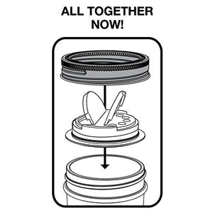 Jarware Spice Lids for Regular Mouth Mason Jars, Set of 2, Black and White