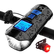 Load image into Gallery viewer, Xinji Bike Light USB Bicycle Speedometer Rechargeable LED Bicycle Light Set
