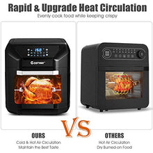 Load image into Gallery viewer, COSTWAY 10.6 QT Electric Air Fryer Toaster Oven, 7-in-1 Kitchen Pizza Air Oven with Rotisserie, Multifunctional Cooking Oven, Oil Less Cooker, with Intelligent Screen, Auto Shut-Off Function, w/ Dishwasher-Safe Accessories (Black)
