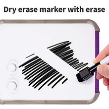 Load image into Gallery viewer, Deli Small Magnetic Dry Erase Board, 8.5 x 11 Inches, Whiteboard with Markers &amp; Magnets for to Do List, Refrigerator, Locker, Office Door, Wall, Purple Frame
