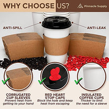 Load image into Gallery viewer, 150 Pack 16oz Disposable Coffee Cups with Lids, Sleeves and Straws - To Go Coffee Cups 16 oz White Paper Cups - Insulated Hot Cups Bulk Disposable Cups - Small Business Togo, Tea, Hot Chocolate, Cocoa
