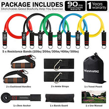 Load image into Gallery viewer, RENRANRING Resistance Bands Set,Exercise Bands with Stackable Workout Bands, Door Anchor Attachment, Handles, Legs Ankle Straps, Carry Bag, Gym Equipment for Home (Set of 13) (Black)
