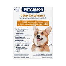 Load image into Gallery viewer, PetArmor 7 Way De-Wormer (Pyrantel Pamoate and Praziquantel) for Dogs, Includes Chewable Flavored Dog De-Wormer Tablets for Small dogs and puppies 6.0 to 25 pounds.

