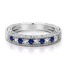 Load image into Gallery viewer, Gem Stone King 925 Sterling Silver Blue and White Created Sapphire Wedding Band Ring For Women (1.00 Cttw)
