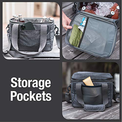 Load image into Gallery viewer, CleverMade Collapsible Soft Cooler Bag Tote - Insulated 30 Can Leakproof Small Cooler Box with Bottle Opener and Shoulder Strap for Lunch, Beach, and Picnic - Grey