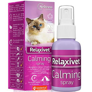 Relaxivet Pheromone Calming Spray for Cats and Dogs (50ml) with a Long-Lasting Calming Effect - #1 Spray for Stress Prevent and Relax - Anti-Anxiety Spray for Pets