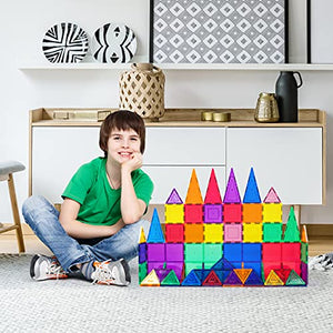 PicassoTiles 60 Piece Set 60pcs Magnet Building Tiles Clear Magnetic 3D Building Blocks Construction Playboards - Creativity Beyond Imagination, Inspirational, Recreational, Educational, Conventional