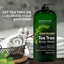 Load image into Gallery viewer, MAJESTIC PURE Tea Tree Body Wash with Collagen - Helps Nail Fungus, Athletes Foot, Ringworms, Jock Itch, Acne, Eczema &amp; Body Odor - Soothes Itching - (Packaging May Vary), Set of 2, 16 fl oz
