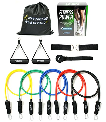 Resistance Bands - Tension Band Set for Weights Exercise, Fitness Workout - Heavy Resistant - Comes with Door Anchor Attachment, Legs, Ankle Straps and Carry Case