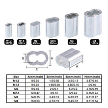 Load image into Gallery viewer, Glarks 315Pcs 8 Sizes Aluminum Crimping Loop Sleeves + 250Pcs 304 Stainless Steel Wire Rope Cable Thimbles Combo and Aluminum Crimping Loop Sleeve Assortment Kit
