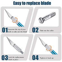 Load image into Gallery viewer, 6 Pieces Hobby Knifes Compatible with Exacto Knife with 52 Pieces Spare Knife Steel Blades Utility Knives, Art Carving Precision Knife for Art, Scrapbooking, Stencil
