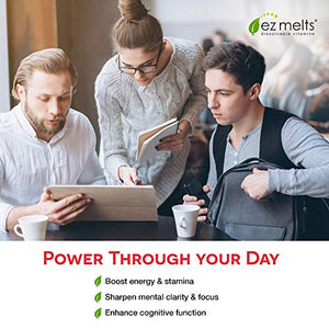 EZ Melts B-Complex with Methylcobalamin and Methylfolate, Sublingual Vitamins, Vegan, Zero Sugar, Natural Strawberry Flavor, 60 Fast Dissolve Tablets