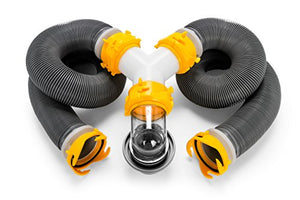Camco 39666 Deluxe 20' Sewer Hose Kit with Swivel Fittings and Wye Connector - Ready To Use Kit Complete with Sewer Wye and Elbow Fittings, Hoses, and Storage Caps