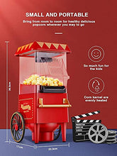 Load image into Gallery viewer, Ke- Popcorn Maker, 1200W Hot Air Popcorn Machine, Household Retro Popcorn Popper with Measuring Cup and ETL Certification, No Oil Needed BPA Free, for Party, Christmas, and Movie Nights, Red
