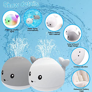 DPTOYZ Baby Bath Toys, Whale Bath Toys Induction Sprinkler Light Up Bath Toys for Toddlers Kids Boys Girls, Pool Bathroom Baby Toys , Bathtub Shower for Toddlers Pack of 2