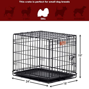 MidWest ICrate 1524 -24 Inch Folding Metal Dog Crate w/ Divider Panel ,Small Dog Breed, Black