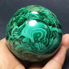 Load image into Gallery viewer, DingSheng Natural Green Malachite Ball Quartz Crystal Sphere Mineral Specimen Healing Crystal Stone Home Dcoration &amp; Free Pouch &amp; Wood Stand (50-53mm)
