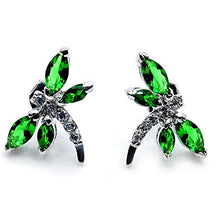 Load image into Gallery viewer, Sterling Silver Chrome Diopside Quartz Dragonfly Stud Earrings
