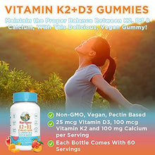 Load image into Gallery viewer, Vitamin D3, K2 Calcium Gummies by MaryRuth's, Plant Based, Non-GMO, Gluten Free for Men, Women &amp; Kids, 2 Month Supply (60 Gummies)
