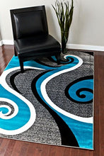 Load image into Gallery viewer, 0327 Turquoise White Gray Black 5&#39;2x7&#39;2 Area Rug Abstract Carpet
