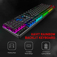 Load image into Gallery viewer, Mechanical Keyboard and Mouse, Havit Wired Gaming Keyboard Blue Switch 104 Keys Rainbow Backlit Keyboard and 7 Button Wired Mouse 4800 DPI for PC Computer Gamer (Black)
