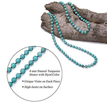 Load image into Gallery viewer, Natural Turquoise Endless Necklace Bohemian Long Beaded Strand Handmade Knotted Jewelry for Women Girls Fashion Multi-strand Gemstone Necklace for Her 47.5”
