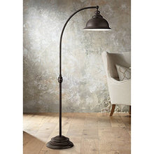 Load image into Gallery viewer, Wyatt II Farmhouse Arc Floor Lamp Dark Bronze Metal Shade Step Switch for Living Room Reading Bedroom Office - Franklin Iron Works
