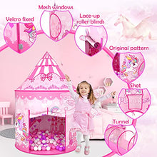 Load image into Gallery viewer, GeerWest 3PC Princess Tent for Girls with Kids Ball Pit, Kids Play Tents and Crawl Tunnel for Toddlers, Pink Pop Up Playhouse Toys for Baby Indoor&amp; Outdoor Tent Games, Birthday Kid’s Gifts
