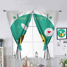 Load image into Gallery viewer, Hiiiman Solid Rod Pocket Top Winking Bumblebee Cartoon Doodle W72 x L63 Blackout Curtains for Living Room
