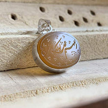 Load image into Gallery viewer, Imam mahdi dua Pendant | Yemeni Yellow Aqeeq Pendant | Yellow Akik stone Pendant silver unisex | AlAliGems | Akik Stone Yemeni Aqeeq Stone
