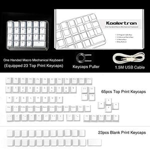 Koolertron One Handed Macro Mechanical Keyboard, Portable Mini One-Handed Mechanical Gaming Keypad 23 Fully Programmable Keys ((Blue Backlit/Blue switches))