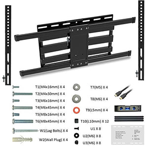 JUSTSTONE TV Wall Mount Bracket Full Motion for Most 32-80 Inch LED/LCD/OLED Flat Screen Curved TVs with Articulating Dual Arm Swivel Tilt Up to 110 lbs, Max VESA 600X400mm
