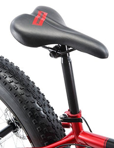 Mongoose Dolomite Fat Tire Mens Mountain Bike,17-Inch/Medium High-Tensile Steel Frame, 7-Speed, 26-inch Wheels, Red
