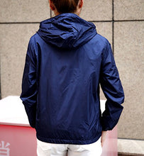 Load image into Gallery viewer, Panegy Men&#39;s Quick Dry Windbreaker Hoodie Skin Coat Women&#39;s Casual Travel Jacket Packable Dark Blue L
