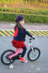 RoyalBaby Boys Girls Kids Bike 16 Inch Matte Button Bicycles with Training Wheels Kickstand Child Bicycle Pink