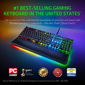 Razer Huntsman Elite Gaming Keyboard: Fastest Keyboard Switches Ever - Clicky Optical Switches - Chroma RGB Lighting - Magnetic Plush Wrist Rest - Dedicated Media Keys & Dial - Classic Black