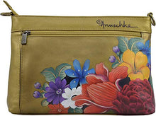 Load image into Gallery viewer, Anuschka Women’s Genuine Leather Shoulder Organiser - Hand Painted Exterior - Dreamy Floral
