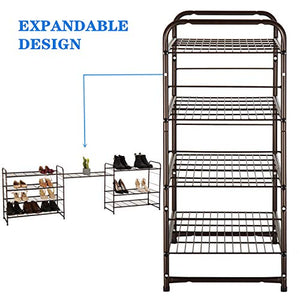 Bextsrack 4-Tier Shoe Rack, Stackable & Adjustable Wire Grid Shoe Shelf Storage Organizer for Closet Bedroom Entryway - Bronze