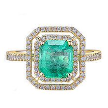 Load image into Gallery viewer, Beyond jewelry Natural Diamond Emerald Engagement 14kt Yellow Gold Women's Wedding Ring
