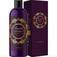 Load image into Gallery viewer, Aromatherapy Sensual Massage Oil for Couples - Relaxing Full Body Massage Oil for Date Night with Sweet Almond Oil - Vegan Lavender Massage Oil for Massage Therapy Smooth Gliding Formula (8 Fl Oz)
