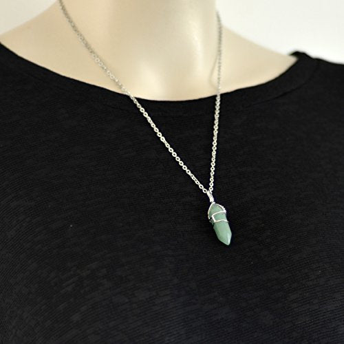 Load image into Gallery viewer, Paialco Jewelry Hand Wired Natural Aventurine Crystal Healing Point Chakra Pendant Necklace 18"