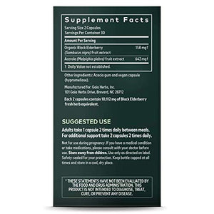 Gaia Herbs, Black Elderberry, Organic Sambucus Elderberry Extract for Daily Immune and Antioxidant Support, Vegan Powder Capsules, 60 Count