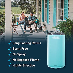 Thermacell Patio Shield Mosquito Repeller, Blue; Highly Effective Mosquito Repellent for Patio; No Candles or Flames, DEET-Free, Scent-Free, Bug Spray Alternative; Includes 12-Hour Refill