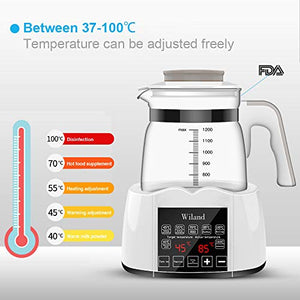Baby Bottle Warmer Steam Sterilizwer, Water Kettle Milk Adjuster Multifunction Bottle Warm Milk Intelligent Thermostat Food Heater, LED Display Heating Adjustment Boiling and Dechlorination