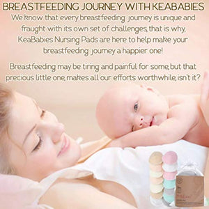 Organic Bamboo Nursing Breast Pads - 14 Washable Pads + Wash Bag - Breastfeeding Nipple Pad for Maternity - Reusable Nipplecovers for Breast Feeding (Pastel Touch, Large 4.8")