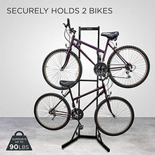 Load image into Gallery viewer, RaxGo Bike Storage Rack, 2 Bicycle Garage Floor Stand, Adjustable, Freestanding, Adjustable Hooks, For Mountain &amp; Road bicycles, Universal For Indoor Use

