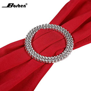 100PCS Wedding Chair Decorations Stretch Chair Bows and Sashes for Party Ceremony Reception Banquet Spandex Chair Covers slipcovers (100, Red)
